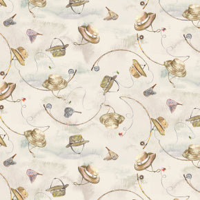 Daily Catch par Tracy Moad pour RJR Fabrics - Background Light Khaki Let's Go Fishing