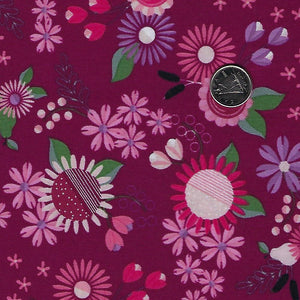 Rosewood by meags & me for Clothworks - Wine Prairie Flowers