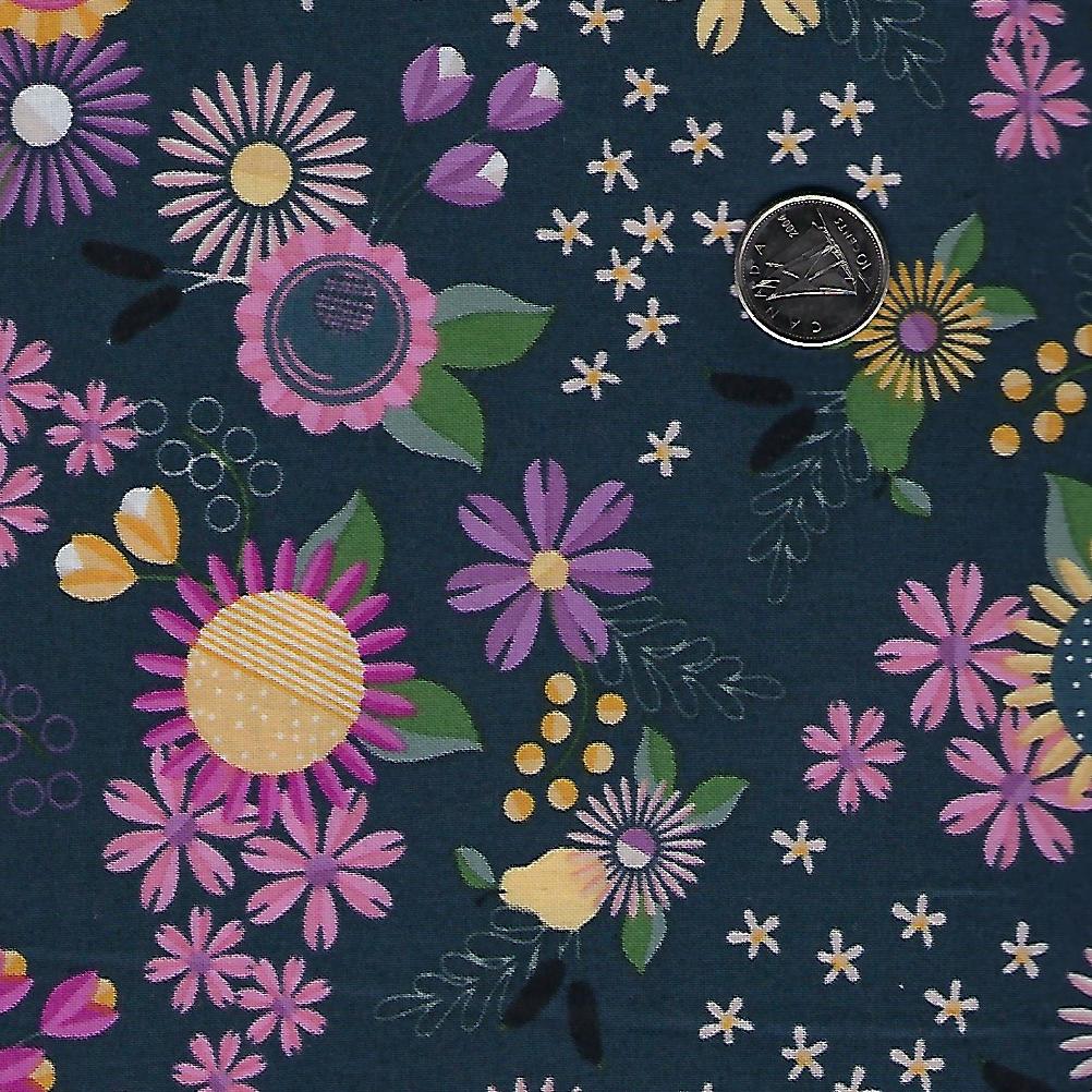 Rosewood by meags & me for Clothworks - Light Navy Prairie Flowers