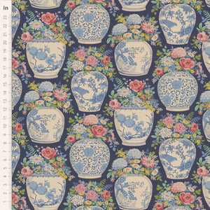Chic Escape by Tilda Fabrics - Flowervase Navy Blue