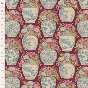 Chic Escape by Tilda Fabrics - Flowervase Maroon