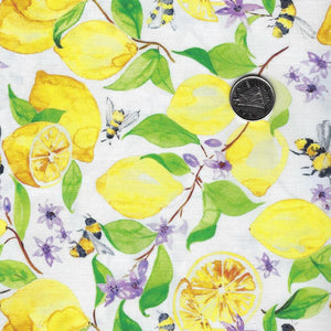 Sweet & Sour par Elena Fay pour Paintbrush Studio Fabrics - Background White Lemon Tree