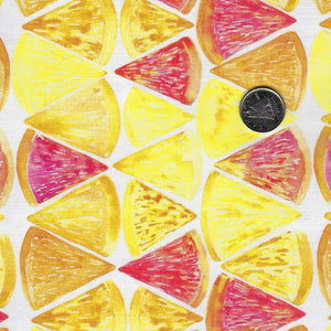 Sweet & Sour par Elena Fay pour Paintbrush Studio Fabrics - Background White Grapefruit Slices