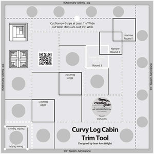 Creative Grids - Règle antidérapante de coupe Log Cabin courbé - 2 Tailles