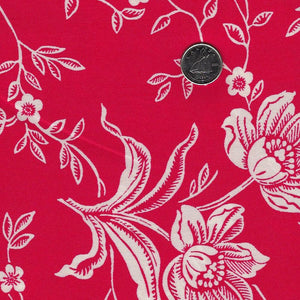108 Inches Wide Backing - Woodcut Floral by Fig Tree & Co for Moda - Red