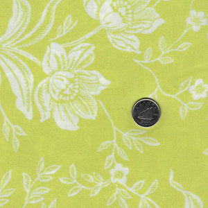 108 Inches Wide Backing - Woodcut Floral by Fig Tree & Co for Moda - Lime
