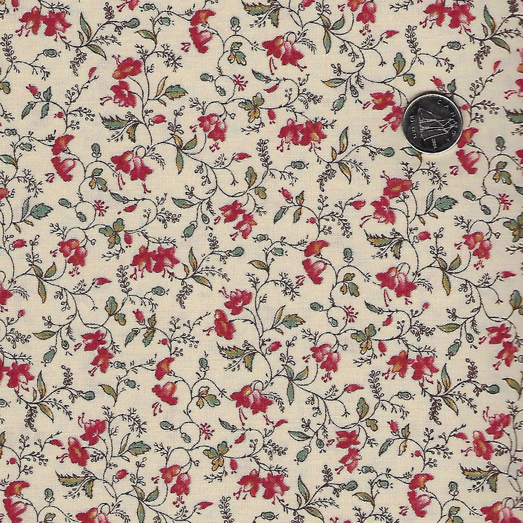 Sarah's Story 1830-1850 by Betsy Chutchian for Moda - Background Sweet Cream Delicate Vine