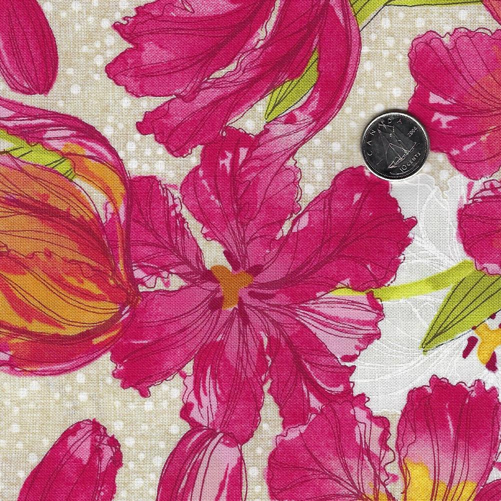 Tulip Tango by Robin Pickens for Moda - Background Cream Spring Tulip Blooms