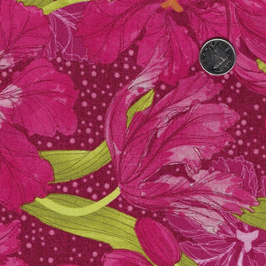 Tulip Tango by Robin Pickens for Moda - Background Cranberry Spring Tulip Blooms