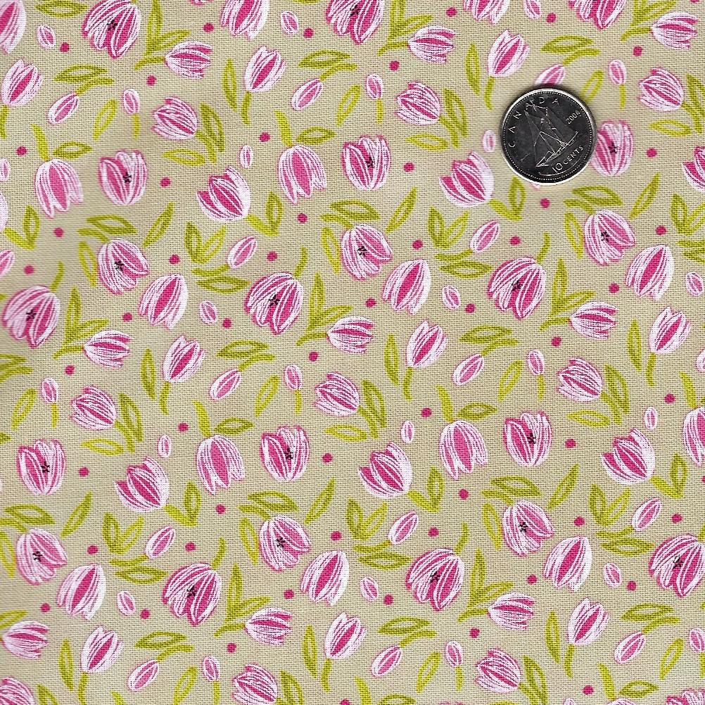 Tulip Tango by Robin Pickens for Moda - Background Washed Linen Tossed Tulips
