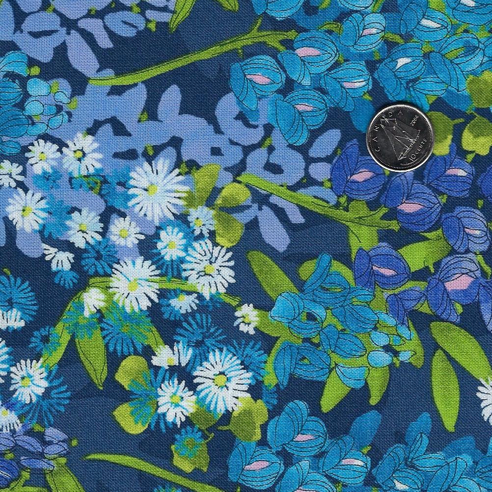 Wild Blossoms par Robin Pickens pour Moda - Background Navy Bluebonnets