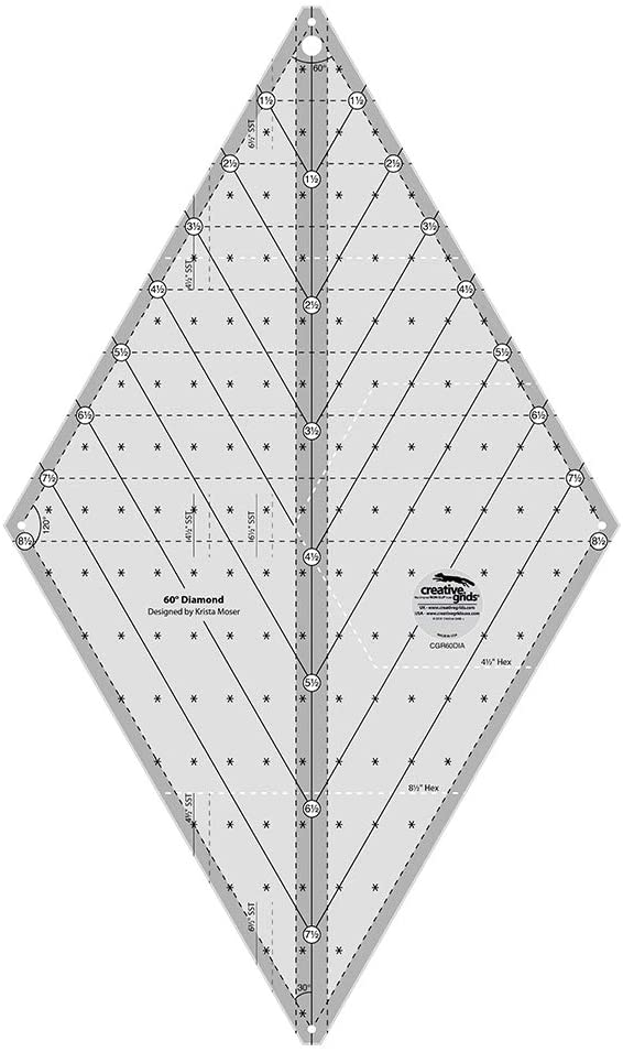 Creative Grids - Non-Slip 60 Degree Diamond Ruler - 2 Sizes