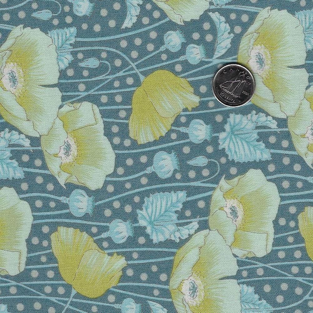 Gardenlife par Tilda Fabrics - Poppies Grey Green