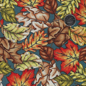 Sweater Weather by Kris Lammers for Maywood Studio - Background Navy Leaves