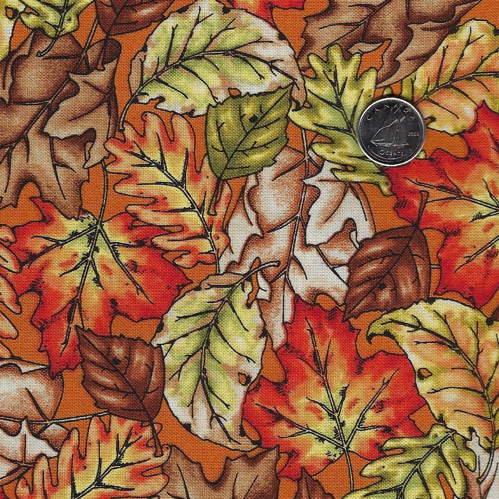Sweater Weather by Kris Lammers for Maywood Studio - Background Orange Leaves