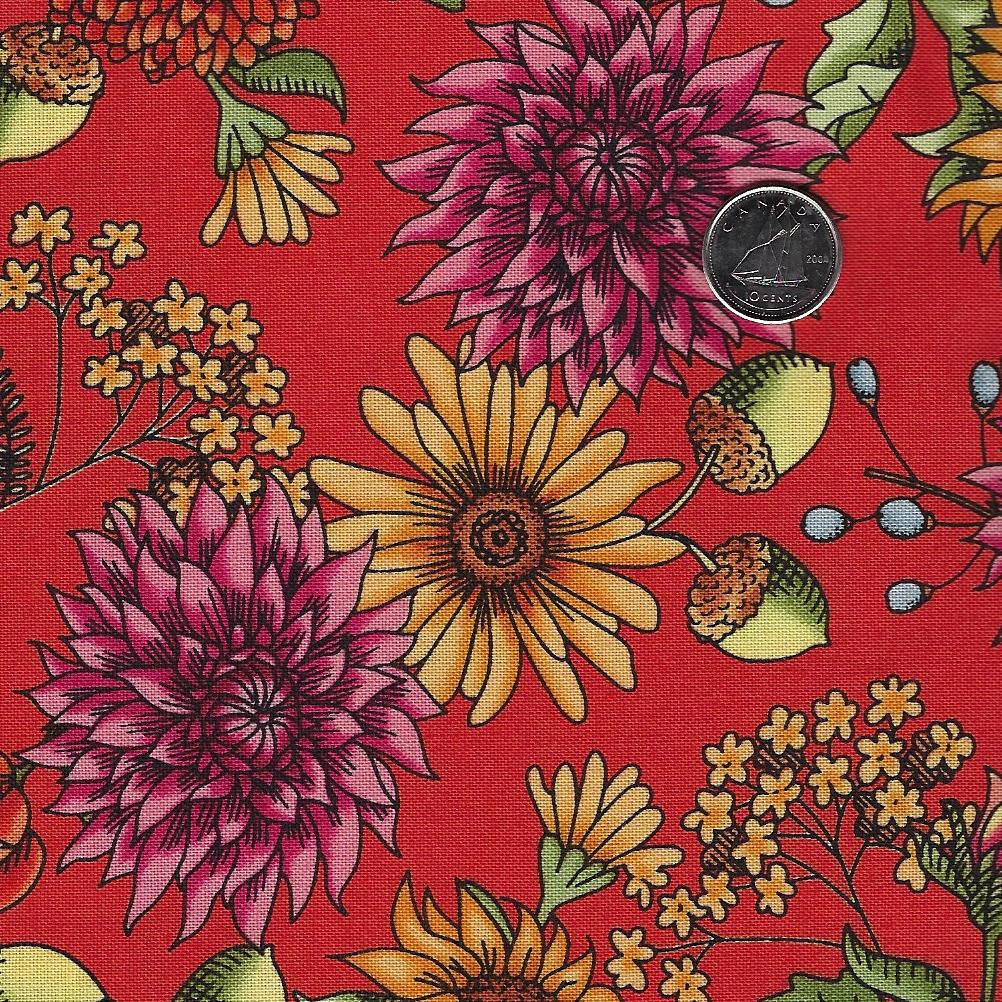 Sweater Weather by Kris Lammers for Maywood Studio - Background Orange  Flowers