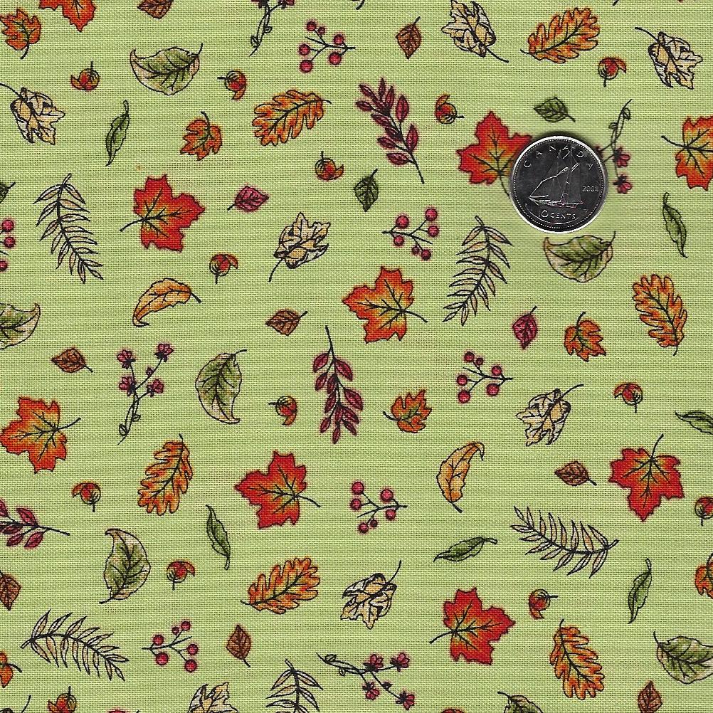 Sweater Weather by Kris Lammers for Maywood Studio - Background Green Blowing Leaves