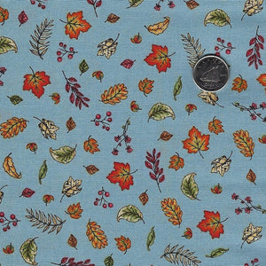 Sweater Weather by Kris Lammers for Maywood Studio - Background Blue Blowing Leaves
