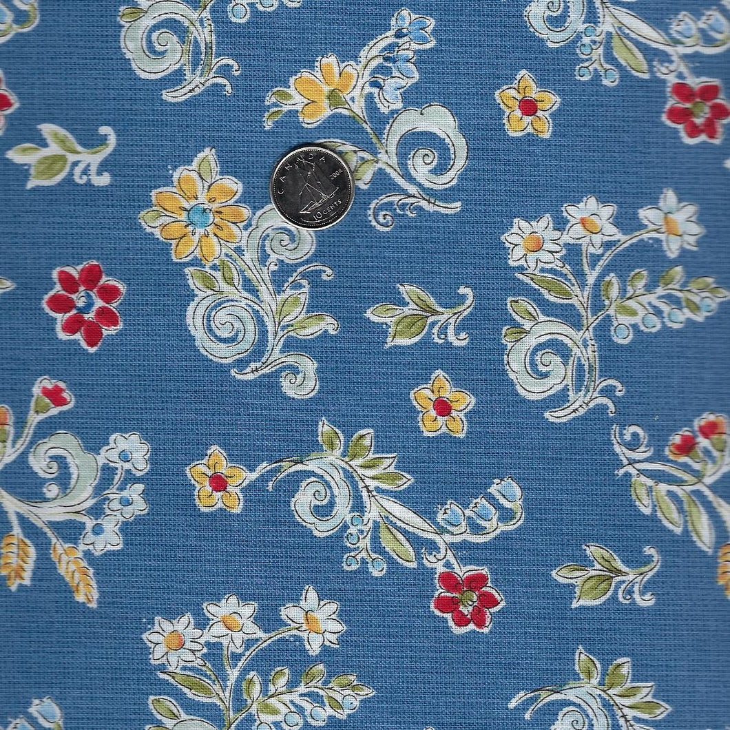 Morning Bloom par David Textiles - Background Blue Ditsies