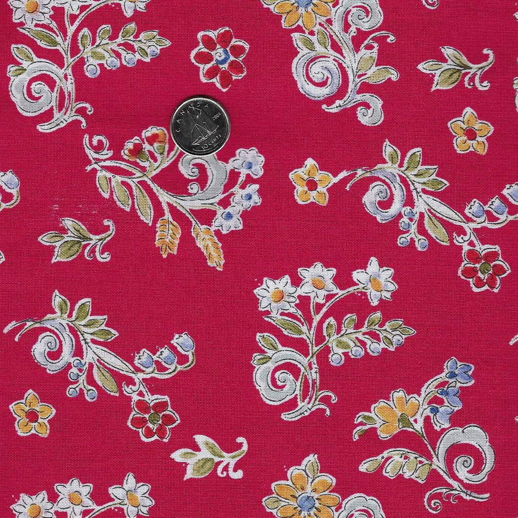 Morning Bloom by David Textiles - Background Red Ditsies