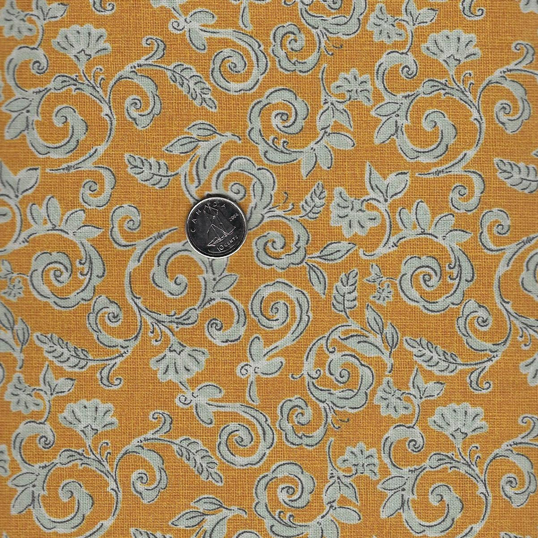 Morning Bloom by David Textiles - Background Gold Swirly Floral