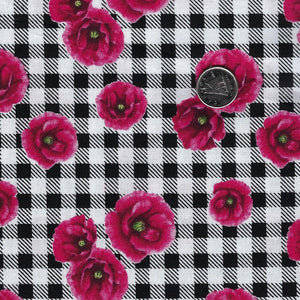 Ooh La La! par Michel Design Works pour Northcott - Mini Poppies Black and White Checkered