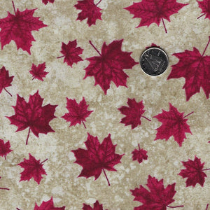 Oh Canada - Stonehenge 10th Anniversary Edition by Northcott - Background Beige Small Leaves