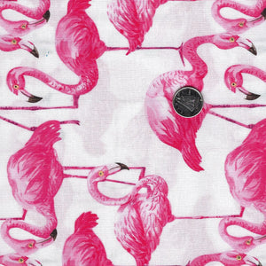 Flamingo Bay by Michel Design Works for Northcott - Background White Flamingos Spaced