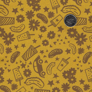 Pickle Juice par Dana Willard pour Figo Fabrics - Background Mustard Roadside