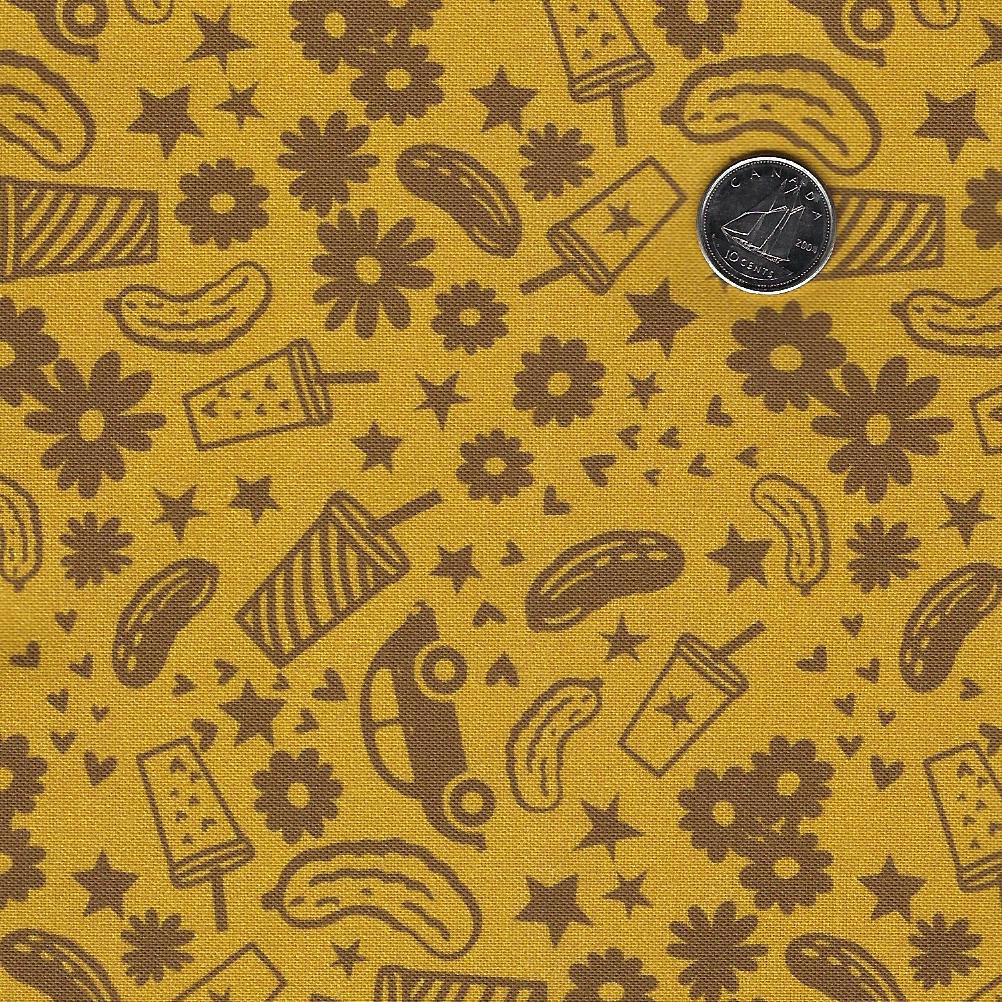 Pickle Juice by Dana Willard for Figo Fabrics - Background Mustard Roadside