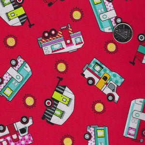 Roamin Holidays by Pam Bocko for Studio E - Background Red Tossed Campers