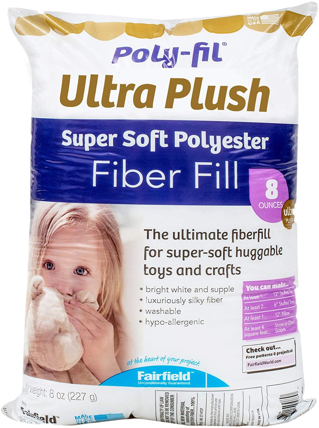 Fairfield - Poly-Fil Ultra Plush Fiber Fill - 8 Ounces – Mad Moody Quilting  Fabrics