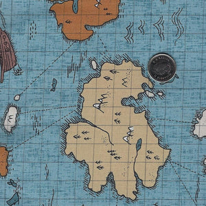 Calm Waters by Bernadett Urbanovics for Figo Fabrics - Background Blue Map