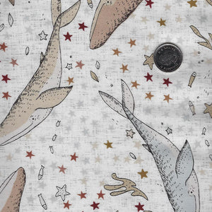 Calm Waters by Bernadett Urbanovics for Figo Fabrics - Background Cream Whales