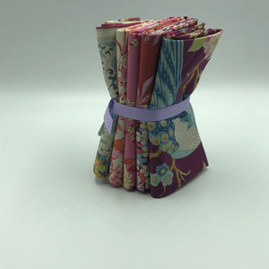 Bundle of 5 Fat Quarters of Chic Escape by Tilda Fabrics - Grape/Pink/Rust