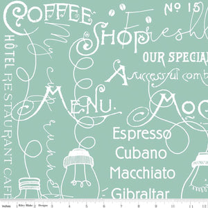 Coffee Chalk by J. Wecker Frisch for Riley Blake Designs - Background Aqua Blackboard