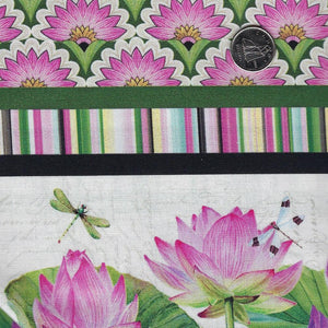 Water Lilies by Michel Design Works for Northcott - Border Print Background Cream