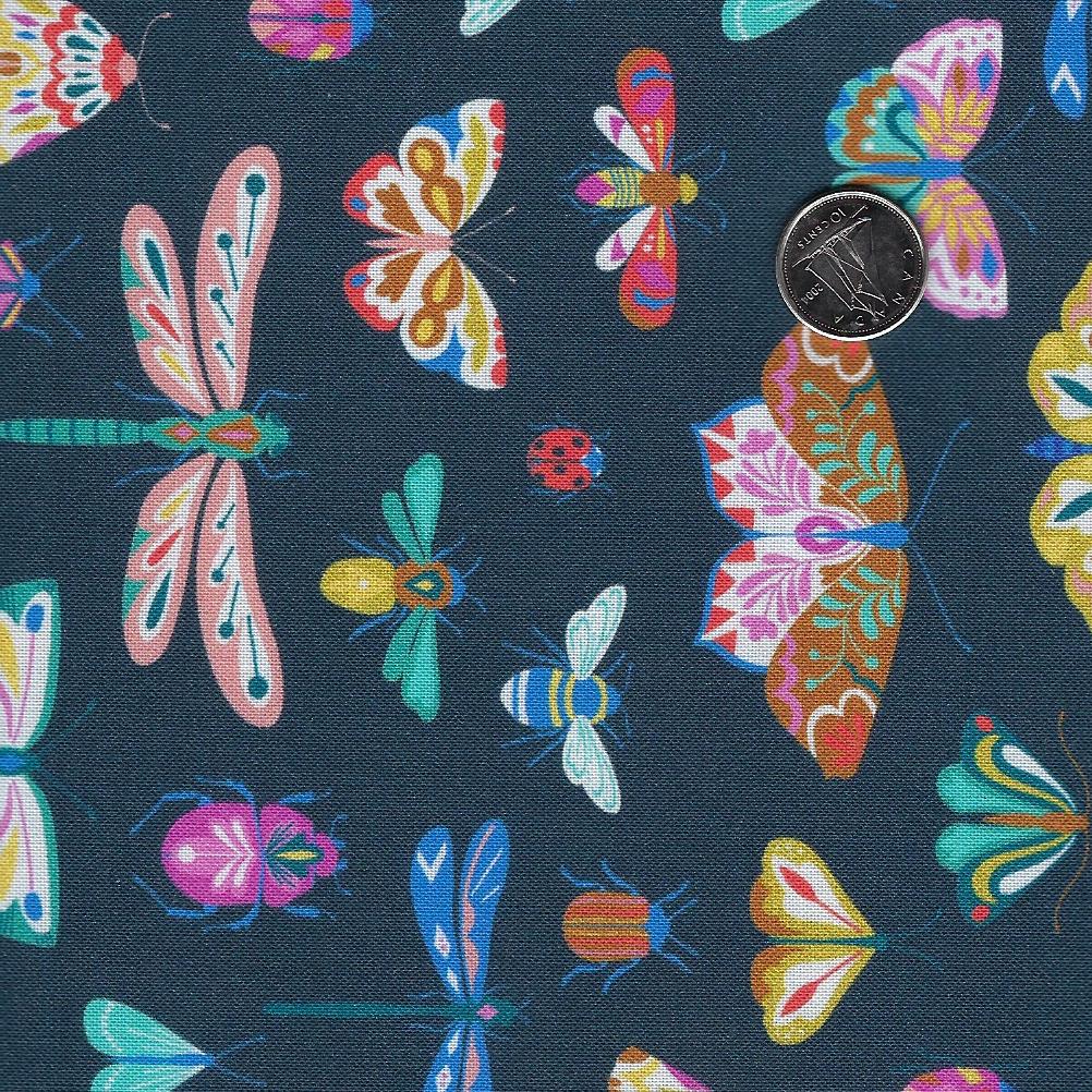 Flutter By by Bethan Janine for Dashwood Studio - Flying Insects Background Navy