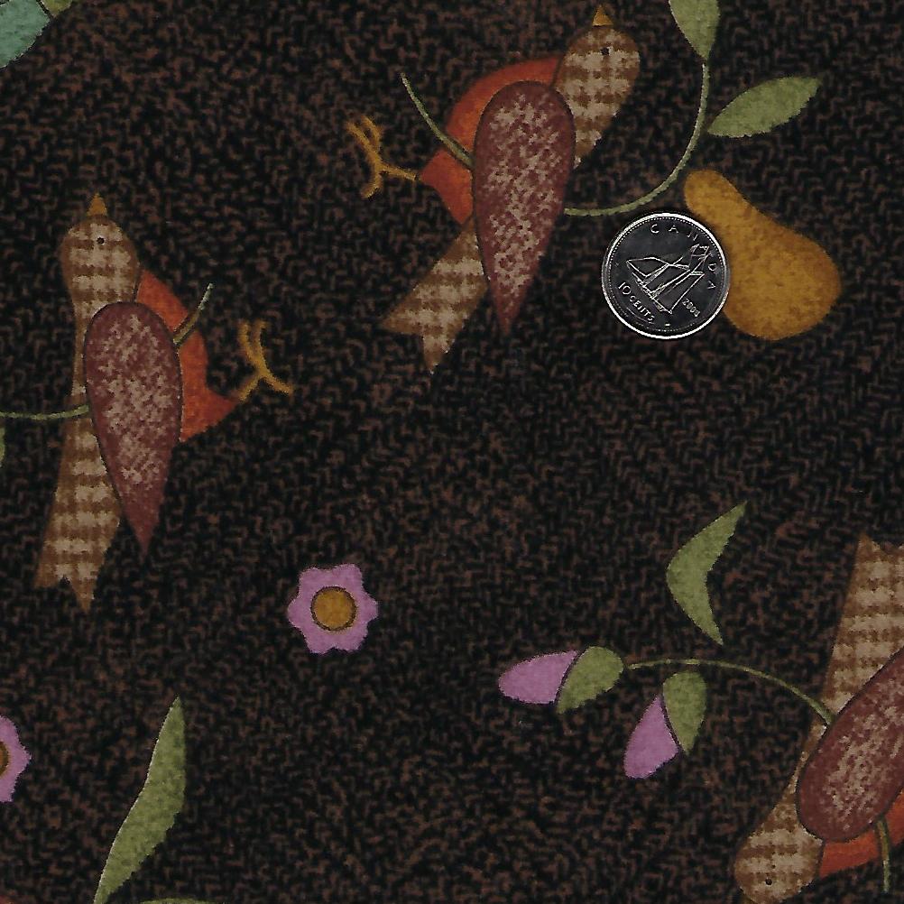 Home Sweet Home Flannel par Bonnie Sullivan pour Maywood Studio - Background Brown Birds