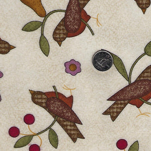 Home Sweet Home Flannel par Bonnie Sullivan pour Maywood Studio - Background Ivory Birds