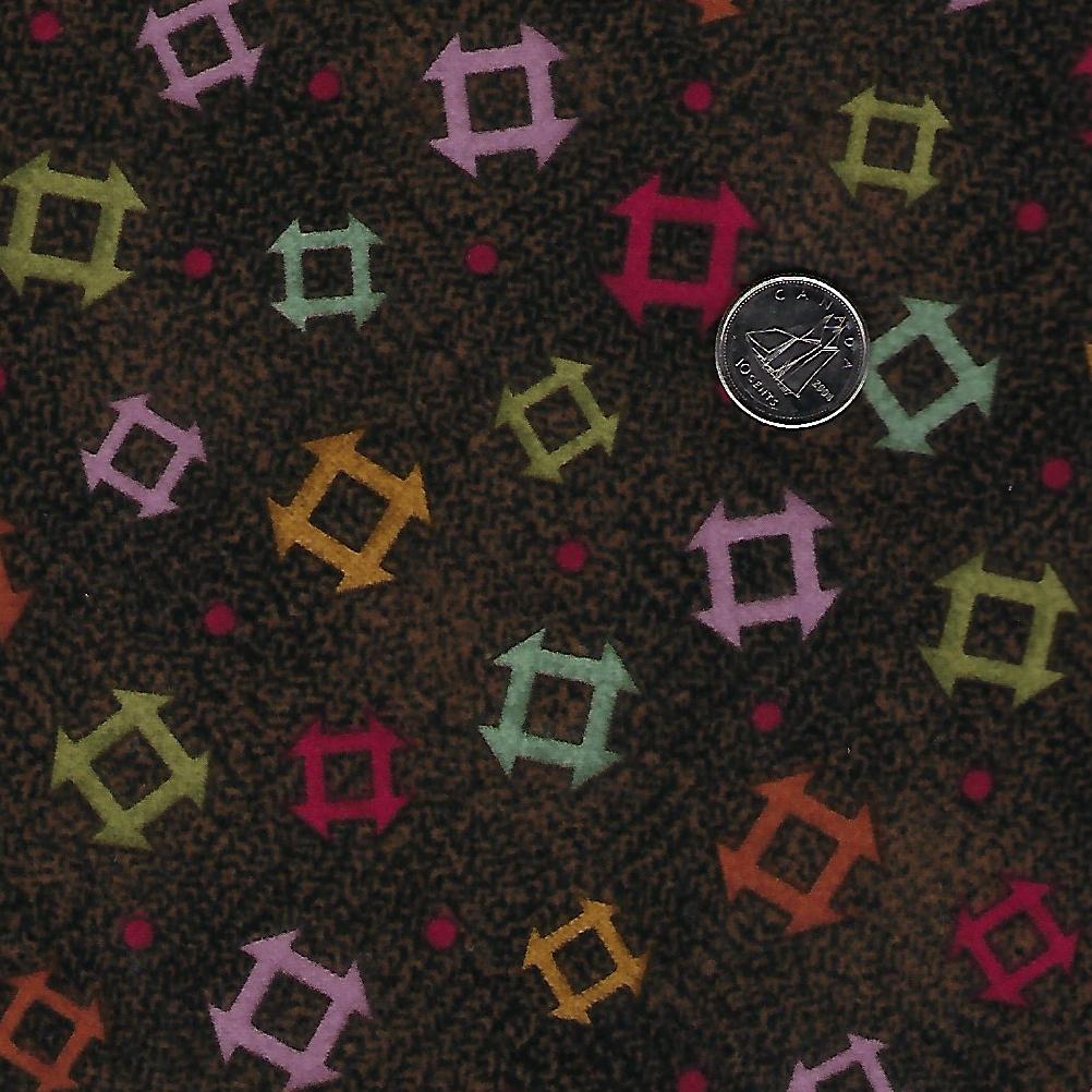 Home Sweet Home Flannel par Bonnie Sullivan pour Maywood Studio - Background Brown Churn Dashes