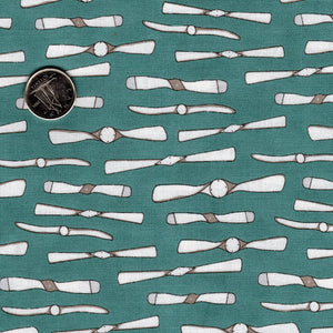 Mighty Machines by Lydia Nelson for Moda - Cloudburst Teal Propellers