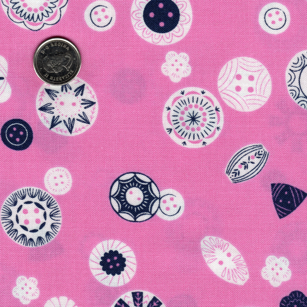 Stitch by Bethan Janine for Dashwood Studio - Buttons Background Pink